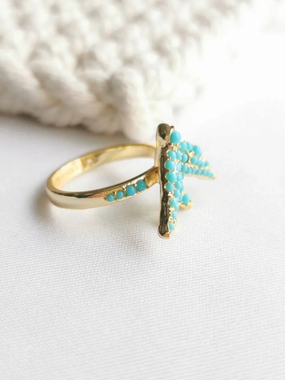 Kendra Scott Melody Bird Gold Teal Crystal Cocktail Ring Size 7